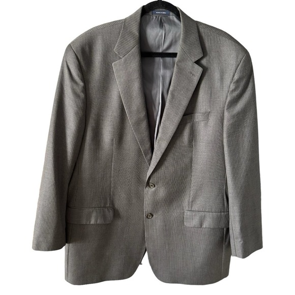 Ralph Lauren blue label men’s gray/white pinstripe wool blazer jacket size 46L